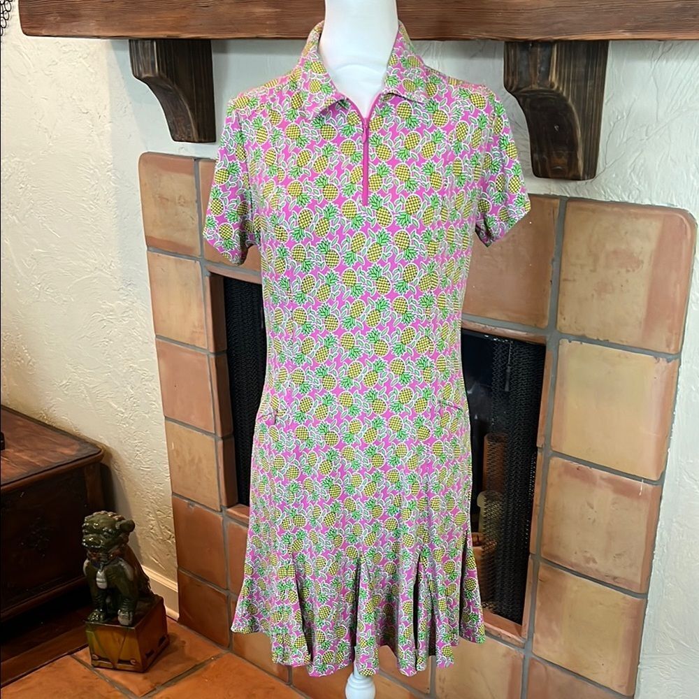 IBKUL Pink Pineapple Collared Dress, size S